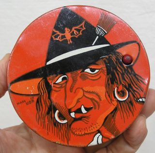 Vintage Halloween Noisemaker Ratchet T.  Cohn Hideous Witch Face