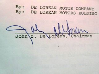John Delorean Signed Agreement Re: Oppenheimer / Investors,  Plus Dmc Bank Checks