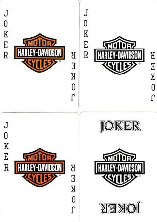 Jokers - Harley - Davidson - 4 Single Vintage Swap Playing Cards
