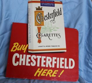 Vintage 1950s Metal Chesterfield Liggett & Myers L & M Cigarette 2 - Sided Sign