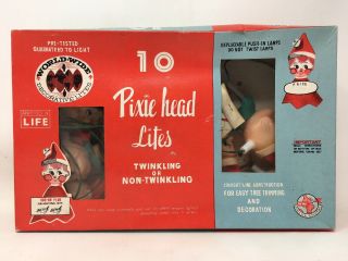 Vintage Set Of 10 Pixie Head Lites Christmas Light Elf Covers World Wide Japan