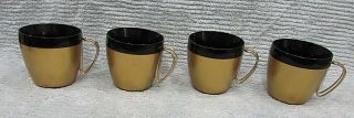 Set 4 West Bend Usa Vintage Plastic Black Gold Wire Handle Coffee Cups S/h