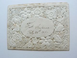 Antique Paper Lace Victorian Valentine Card To Fred - Dated 28th February 1856