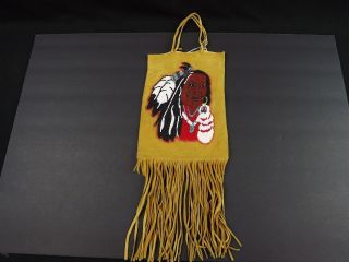 Handmade Native Pyramid Lake Paiute Elmira Copeland Beaded Fringe Medicine Bag