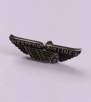Vtg Western Airlines Mini Small Pilot Hat Sterling Silver Pin Indian Chief Logo