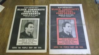 (2) Black Panther Party Flyers Black Community Survival Conf.  March 29 - 31,  1972