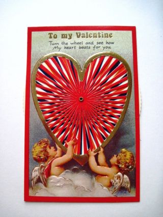 1981 Valentine Postcard Has A Wheel That Changes The Heart 