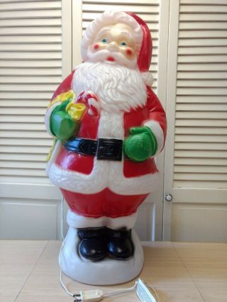Christmas Santa Claus W/ Candy Cane Blow Mold - Vtg - 30 " Ht.  W/ Cord