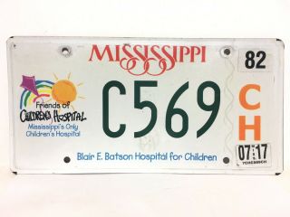Blair E Batson Mississippi License Plate Car Tag Childrens Hospital Yazoo County