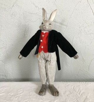 Vintage Silvestri Rabbit Doll 8.  5 " Dressed In Tails Collectible Easter Decor