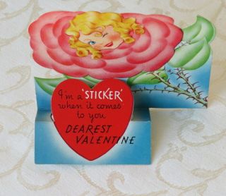 Vintage Valentine,  Winking Flower Girl,  Folding,  A - Meri - Card 2