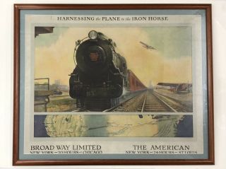 1928 Prr Grif Teller Calendar Print Harnessing The Plane To The Iron Horse