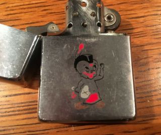 1957 Zippo Lighter Great Looking American Indian Cartoon Graphics and Money Clip 6