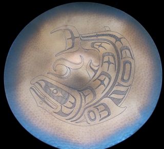 Harold Alfred Northwest Coast Native Indian Copper Plate - Salmon 16 " Diameter