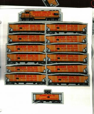 14 Diff.  Train (set) 1985 Wv Peabody Coal Co.  Coal Mining Stickers 425