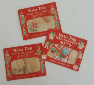 Dennison 3 Envelopes Of 40 Christmas Seals Stickers Ea Jumbo Assortment H