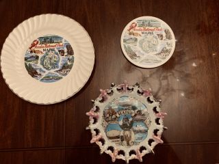 A Trio Of Souvenir Plates From Acadia Nat 