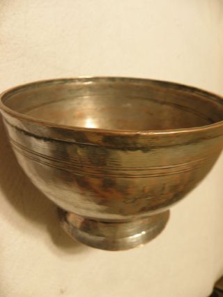 Antique/vintage Middle Eastern Copper Pedestal Bowl,  Marked In Arabic