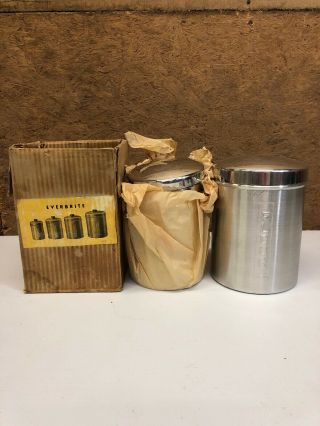 Mid Century Modern Everbrite Chrome Canister Set Made In Italy Nos