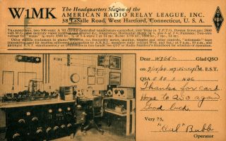 W1mk Hal Bubb Hq Station Of The A.  R.  R.  L 1934 Vintage Ham Radio Qsl Card