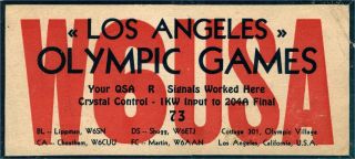 W6usa 1932 Olympic Games Los Angeles Vintage Ham Radio Qsl Card