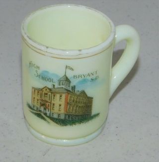 High School Bryant South Dakota Antique Custard Glass Souvenir Mug/drink Cup