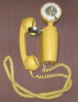 Rare Vintage Yellow Space Saver Rotary Phone Telephone