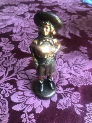 Vintage 1940s Annie Oakley Cowgirl Bronze Metal Figurine By Dodge Inc.