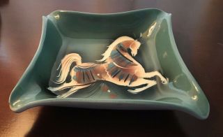 Mid - Century Modern Sascha Brastoff Prancing Horse Dish California Pottery 2