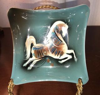 Mid - Century Modern Sascha Brastoff Prancing Horse Dish California Pottery 3