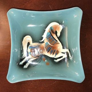Mid - Century Modern Sascha Brastoff Prancing Horse Dish California Pottery 4