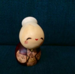 Vintage Wooden Grandmother Japanese Doll Handcrafted