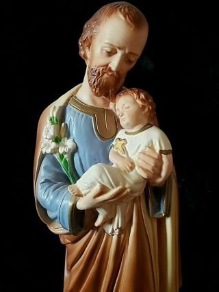 Vintage Saint Joseph Infant Jesus Chalkware Catholic Religious Statue 16 1/2 IN 2