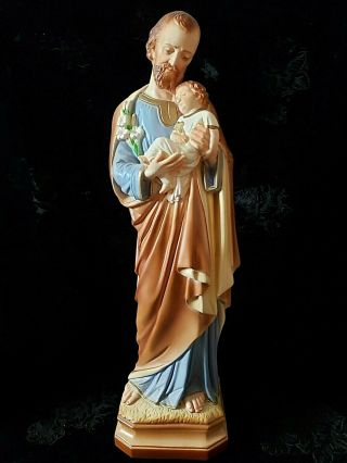 Vintage Saint Joseph Infant Jesus Chalkware Catholic Religious Statue 16 1/2 IN 7
