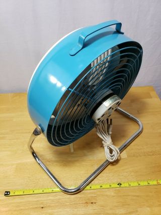 Vintage Lakewood Metal Floor / Table Fan Model S - 10 Blue Great 3