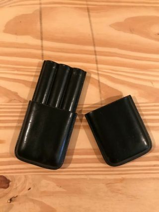 Rare - Don Salvatore Thick Black Leather 3 Cigar Case Pocket Holder Box