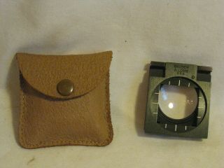 Vintage Bausch Lomb Folding Compact Magnifier Slide Viewer 35mm,  Leather Case