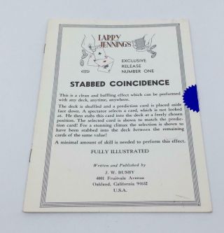 Rare Vintage Magic Card Trick Stabbed Coincidence By Larry Jennings