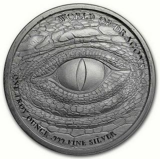The Aztec Dragon 1 Oz Silver Coin World Of Dragons - 1 Of The Series Of Six