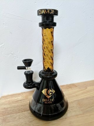Diamond Glass Water Pipe Bong Glass 9 Inch - Clear/amber/black