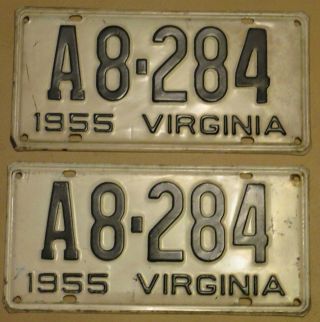 1955 Virginia License Plate Pair - - - - - 4 Digit