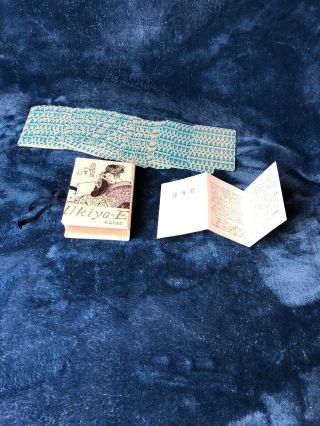 Vtg.  Japanese Ukiyo - E Playing Cards,  Tax Stamp Embroidered Silk Jacket,