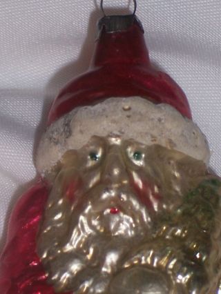 Vtg Santa Mercury Glass Christmas Ornament Blown Figural German Mica Antique 4 "