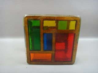 Vtg Colorflo Acrylic Lucite Multi - Color Stained Glass Napkin Holder