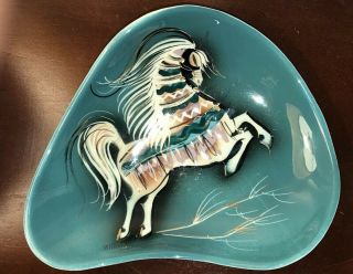 Sascha Brastoff Signed Prancing Horse Bowl California Pottery Mid Century 4