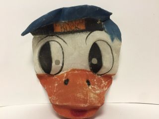 Vintage Rare Early Walt Disney Enterprise Halloween Cloth Gauze Donald Duck Mask