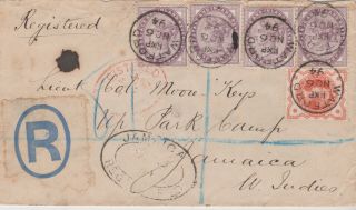 1894 Qv Rare Cover Sent To Lt Colonel In Jamaica British Army Hq Up Park Camp
