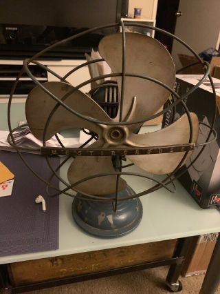 Vintage Westinghouse Oscillating Electric Table Fan12” Metal 4 Blade Usa