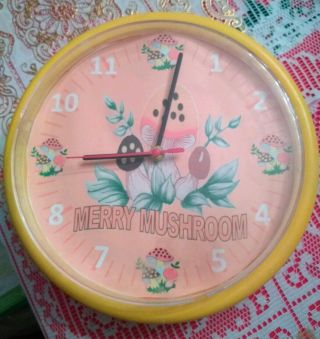 Sears Merry Mushroom Design 10 " Yellow Rim Wall Clock Design