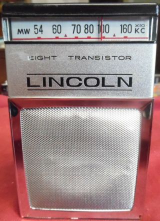 Vintage 1962 Realtone Lincoln Model 1820 8 Transistor Am/cd,  Vgc